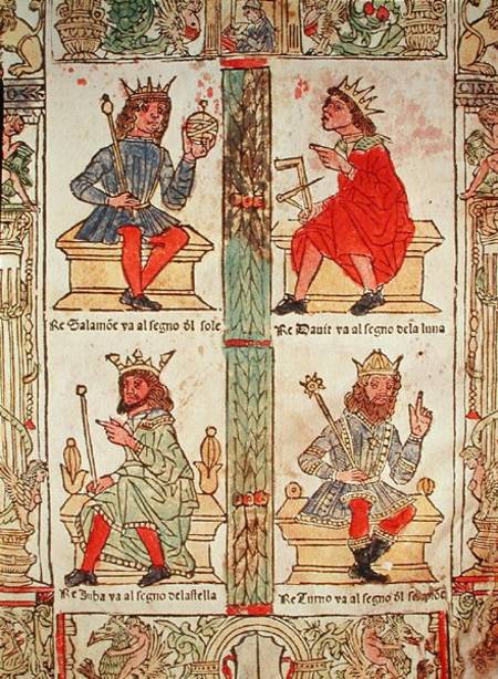 King David, Solomon, Luba and Turnis, from 'Libro de la Sorte e de la Ventura' by Lorenzo Spirito à École picturale italienne