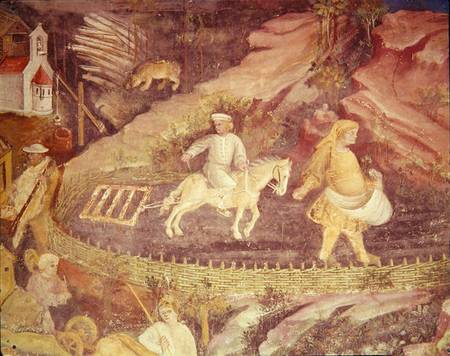 The Month of April, detail of ploughing à École picturale italienne