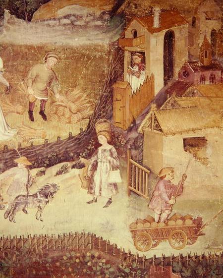 The Month of August, detail of a farm à École picturale italienne