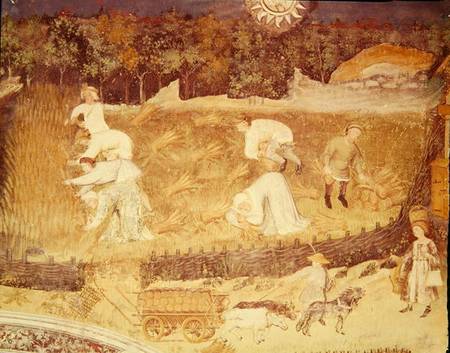 The Month of August, detail of the harvest à École picturale italienne