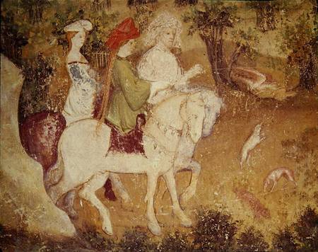 The Month of September, detail of the departure for the hunt à École picturale italienne