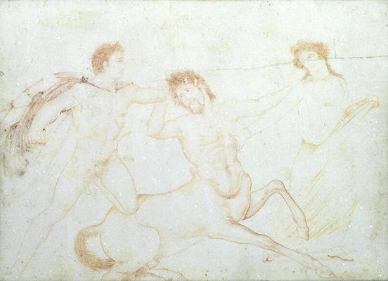 The Death of a Centaur, possibly Eurytus and Pirithous, Herculaneum (encaustic paint on marble) à École picturale italienne