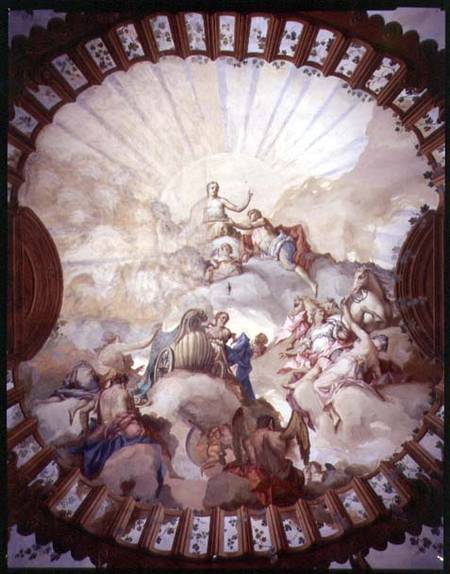 Triumph of the Empress Maria Theresa of Austria (1717-80) (ceiling painting) à École picturale italienne