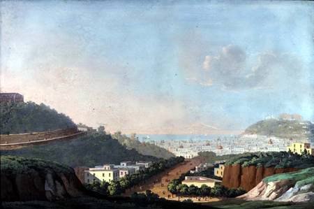 View of Naples from Capodimonte and the Gulf of Pozzouli à École picturale italienne