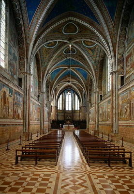 View of the interior of the Upper Church (photo) à École italienne (13ème siècle)
