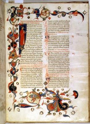 Page of text describing the Surrender of the Ducal Council Members (parchment) à École italienne (14ème siècle)