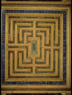 Maze design, from the ceiling of the Sala del Labirinto (photo) à École italienne (15ème siècle)