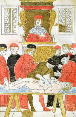 The Dissection, illustration from 'Fasciculus Medicinae' by Johannes de Ketham (d.c.1490) 1493 (wood à École italienne (15ème siècle)