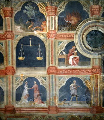 The Month of September, from a series of murals depicting the Astrological Cycle (fresco) à École italienne (15ème siècle)