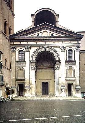 View of the facade designed by Leon Battista Alberti (1404-72) built after his death by Luca Fancell à École italienne (15ème siècle)