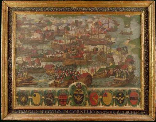 Naval Battle of Lepanto, 1571 (oil on panel) à École italienne (16ème siècle)