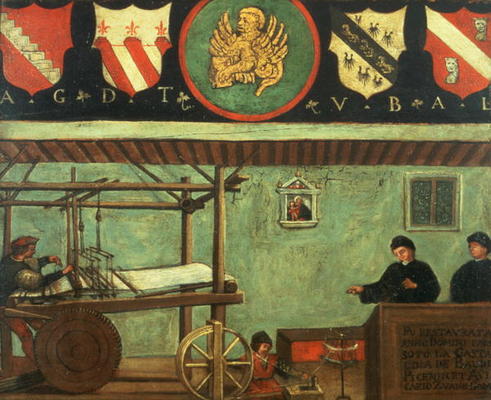 Sign of the Venetian Weavers' Guild (panel) à École italienne (18ème siècle)