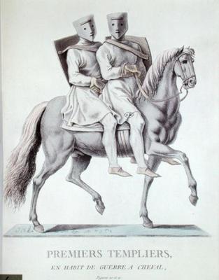 Early Mounted Knights Templars in Battle Dress, 1783 (colour litho) à École italienne (18ème siècle) (d'après)