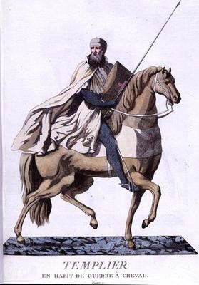 Mounted Knight Templar in Battledress, 1783 (colour litho) à École italienne (18ème siècle) (d'après)