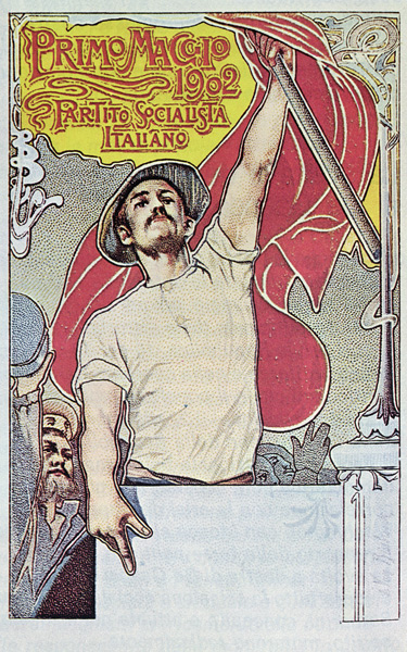 1st May, Poster of the Italian Socialist Party, 1901 (colour litho) à École italienne (20ème siècle)