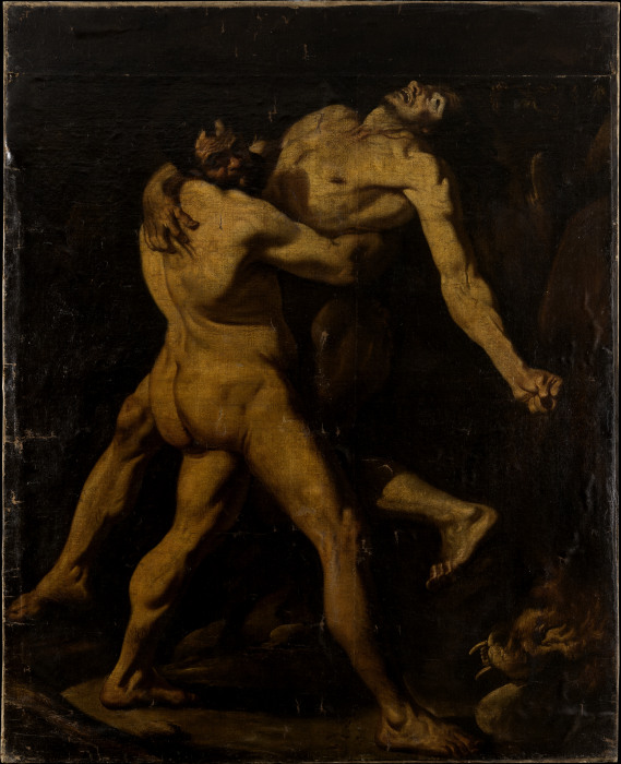 Hercules and Antaeus à Ecole italienne du XVIIe siècle