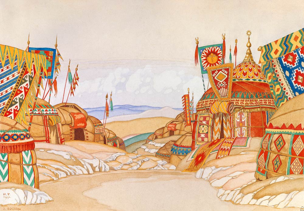 The Polovtsian camp. Stage design for the opera Prince Igor by A. Borodin à Ivan Jakovlevich Bilibin