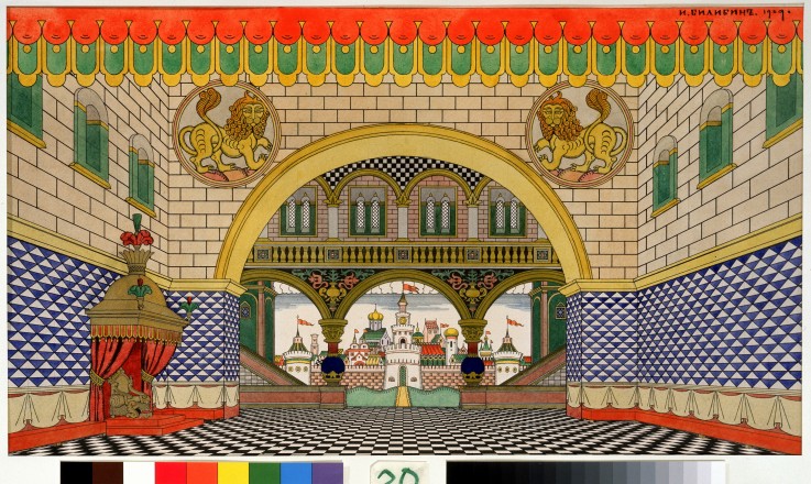 Stage design for the the opera The Golden Cockerel by N. Rimsky-Korsakov à Ivan Jakovlevich Bilibin