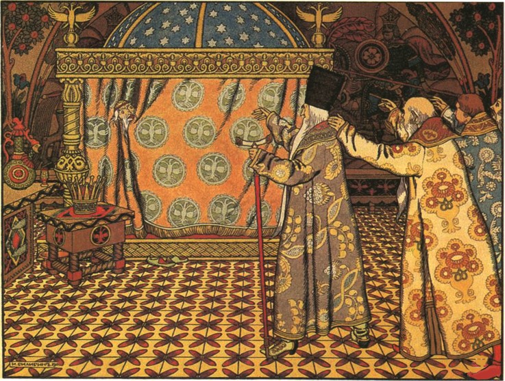 Illustration to the fairytale The Golden Cockerel by A. Pushkin à Ivan Jakovlevich Bilibin