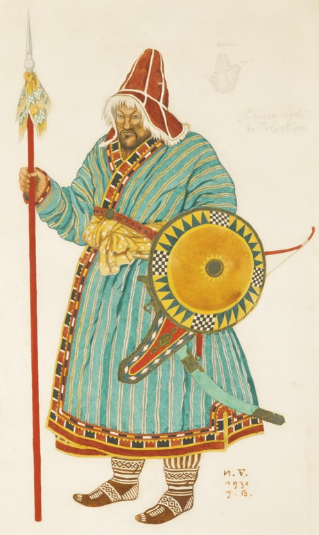 Costume design for the opera Prince Igor by A. Borodin à Ivan Jakovlevich Bilibin