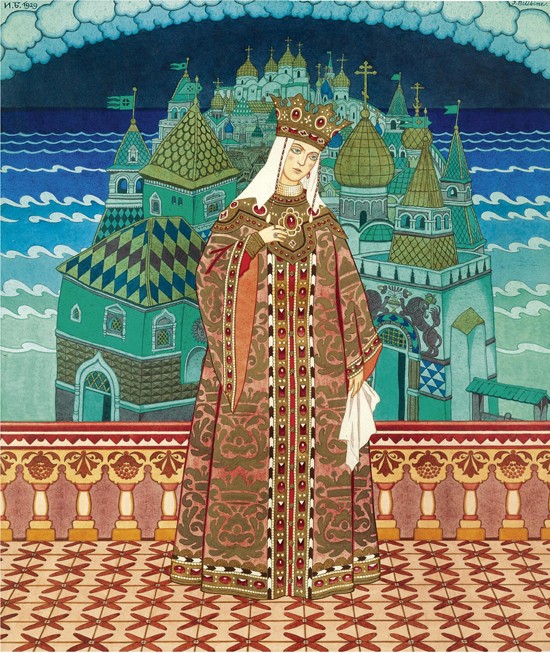 Militrissa. Costume design for the opera The Tale of Tsar Saltan by N. Rimsky-Korsakov à Ivan Jakovlevich Bilibin