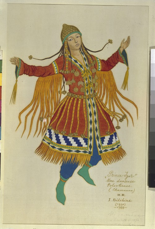Polovtsian Maiden. Costume design for the opera Prince Igor by A. Borodin à Ivan Jakovlevich Bilibin