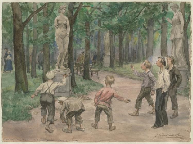 Sportwettbewerb im kaiserlichen Garten: Petrograd, Juli 1921 (Aus der Aquarellserie Russische Revolu à Iwan Alexejewitsch Wladimirow
