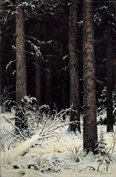 Shishkin / Fir trees in Winter, Painting à Iwan Iwanowitsch Schischkin