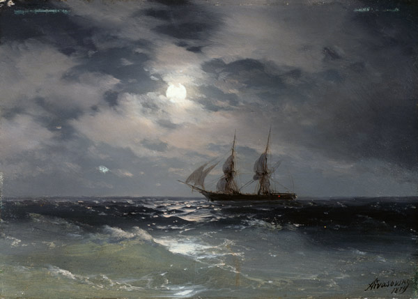 Aivasovski , Sailing Ship in Moonlight à Iwan Konstantinowitsch Aiwasowski
