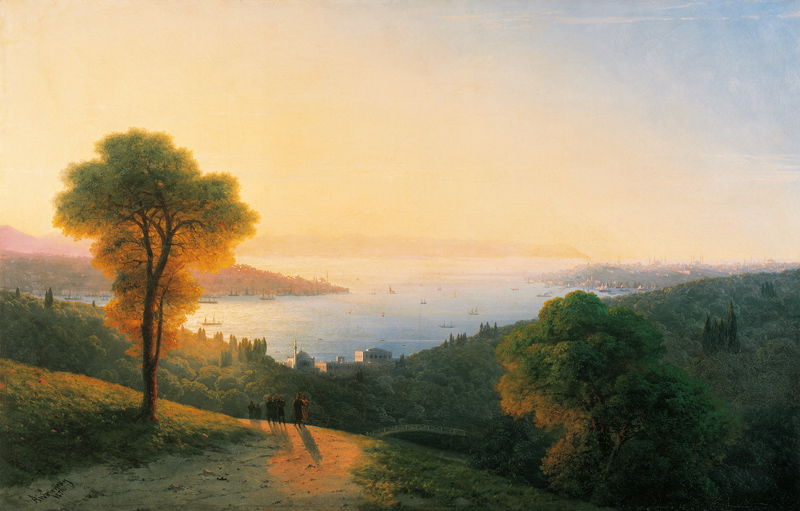Blick auf den Bosporus von der europäischen Seite à Iwan Konstantinowitsch Aiwasowski