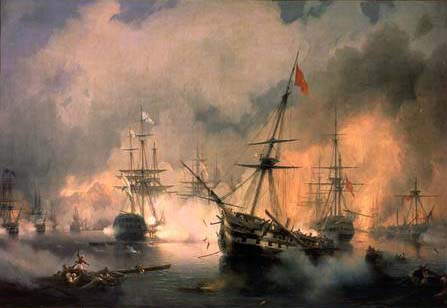 The Battle of Navarino, 20th October 1827 à Iwan Konstantinowitsch Aiwasowski