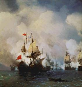 The naval Battle of Chesma on 5 July 1770