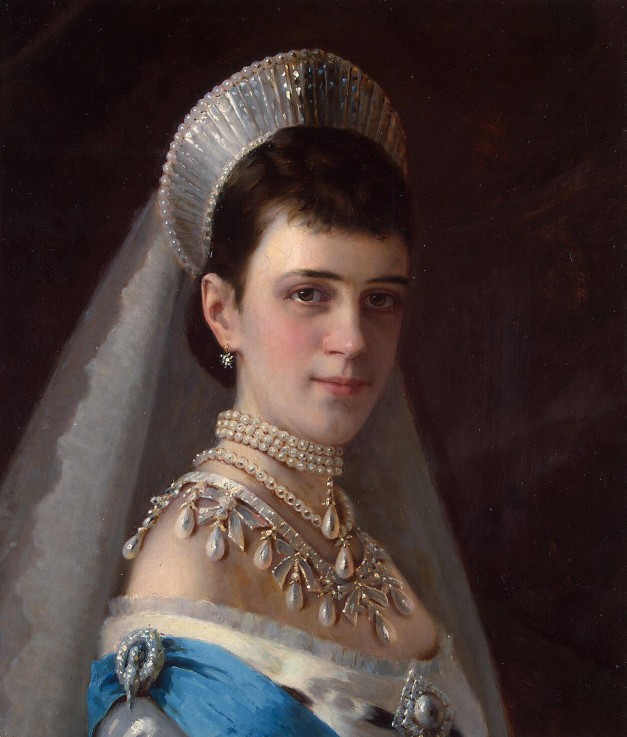 Portrait of Empress Maria Feodorovna, Princess Dagmar of Denmark (1847-1928) with Pearls à Iwan Nikolajewitsch Kramskoi