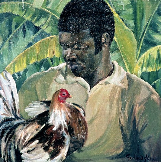 Abel with Fighting Cock, 1961 (oil on canvas)  à Izabella  Godlewska de Aranda