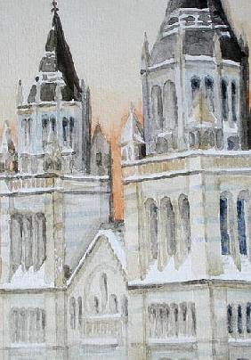 Main Entrance of The Natural History Museum, London, Under Snow, 1994 (w/c on paper) 