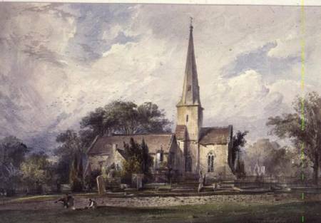 View from the South-east of a Church and a Churchyard à J. Colson