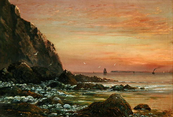 Seascape with Cliff at Sunset, 1889 (oil on canvas) à J. H. Blunt