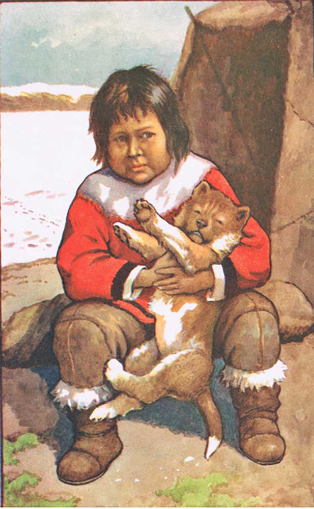 Eskimo child, from MacMillan school posters, c.1950-60s à J. Macfarlane