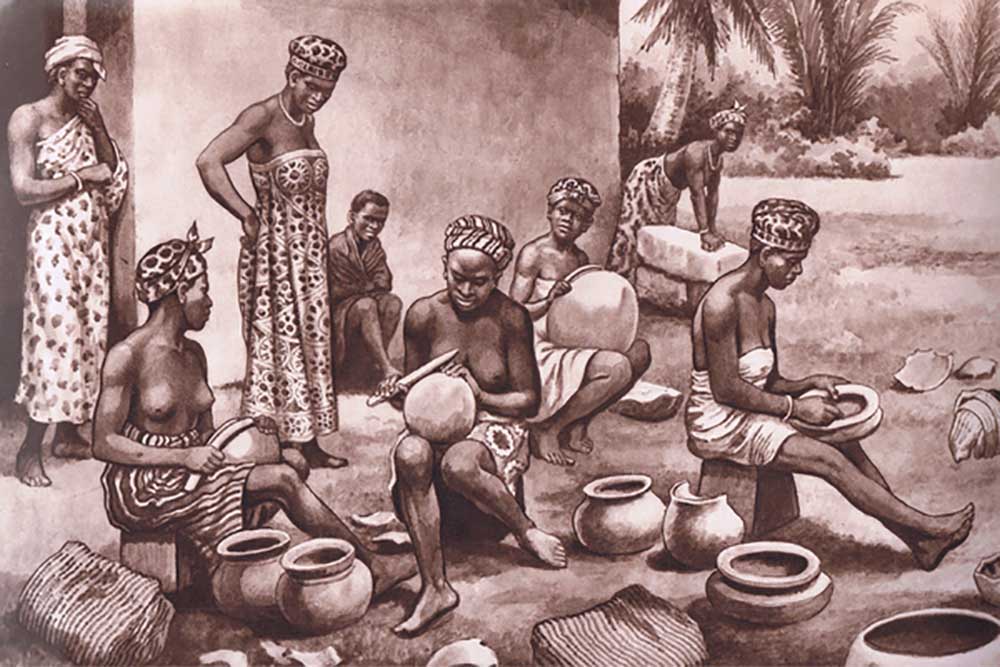 Making pottery in West Africa, from MacMillan school posters, c.1950-60s à J. Macfarlane