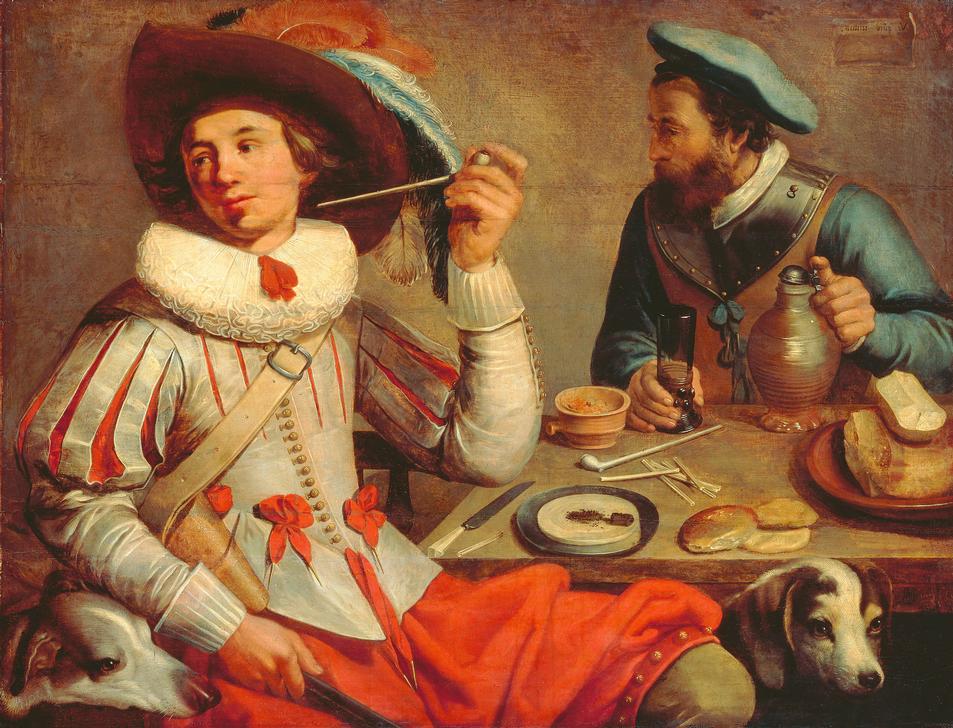 Two soldiers at a table à Jacob Cuyp