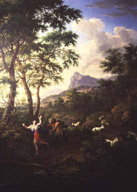 An Arcadian Landscape with Pan and Syrinx à Jacob de Heusch