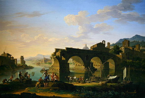 The Ponte Rotto in Rome (oil on canvas) à Jacob de Heusch