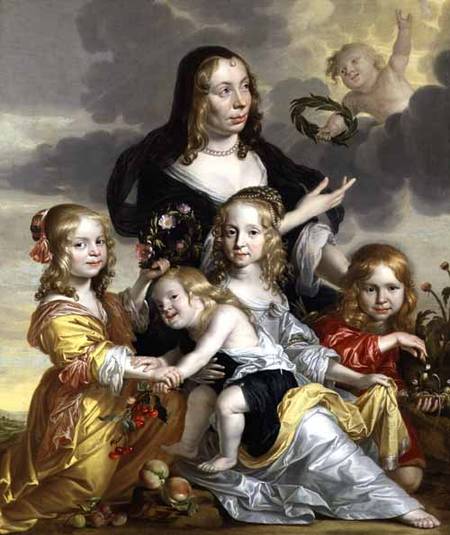 Portrait of a Lady with her Four Children à Jacob Fransz van der Merck