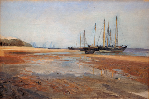 Cargo Ships on the Sands of the Elbe à Jacob Gensler
