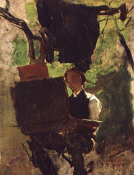 Artist at work (oil on paper) à Jacob Henricus or Hendricus Maris