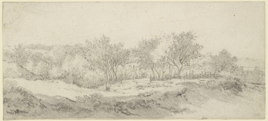 Kleine Baumpartie mit Zaun à Jacob Isaacksz. van Ruisdael