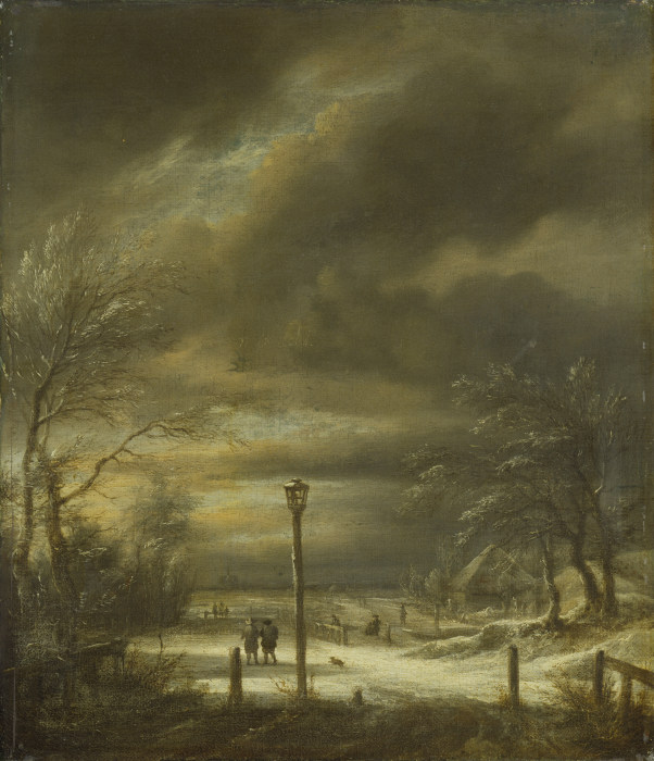 Winter Landscape near Haarlem with a Lamppost à Jacob Isaacksz. van Ruisdael