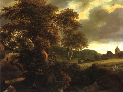 Paysage de colline avec le chêne à Jacob Isaacksz van Ruisdael