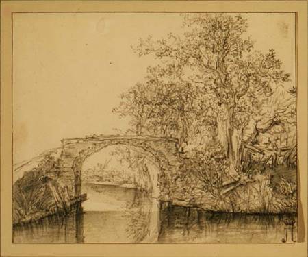 Landscape with a Stone Bridge à Jacob Isaacksz van Ruisdael