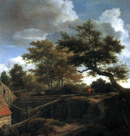 Paysage de forêt avec vue sur un moulin à eau à Jacob Isaacksz van Ruisdael